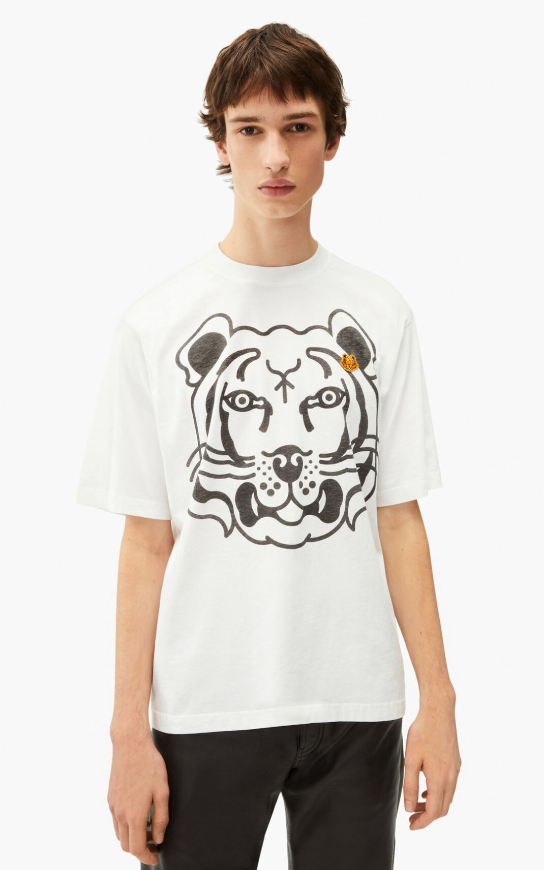 Camiseta Kenzo K Tiger oversized Masculino - Branco | 093IRUAGF